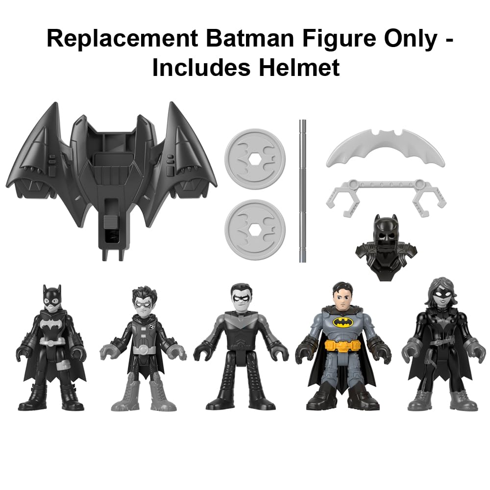 Replacement Part for Imaginext Super-Friends Playset - HML03 ~ Replacement Poseable Batman Figure ~ Includes Helmet