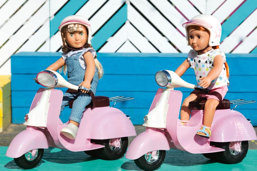 Our Generation - Ride in Style Scooter - Vehicle Playset - Pink & Ivory - 18-Inch Doll Accessories - Pretend Play - Toy for Kids 3 Years +