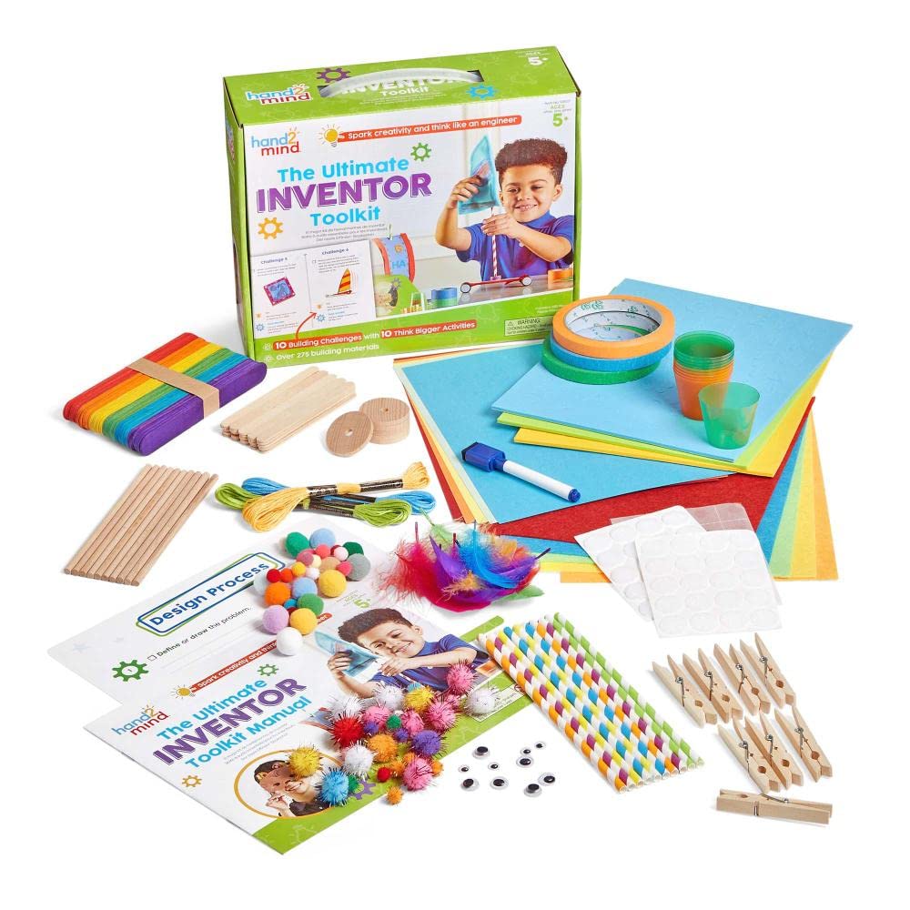 hand2mind Ultimate Inventor Toolkit, Ages 5+, Kids Inventing Kit, Ultimate Craft Kit, Science Projects for Kids, Engineering Toys for Kids, STEM