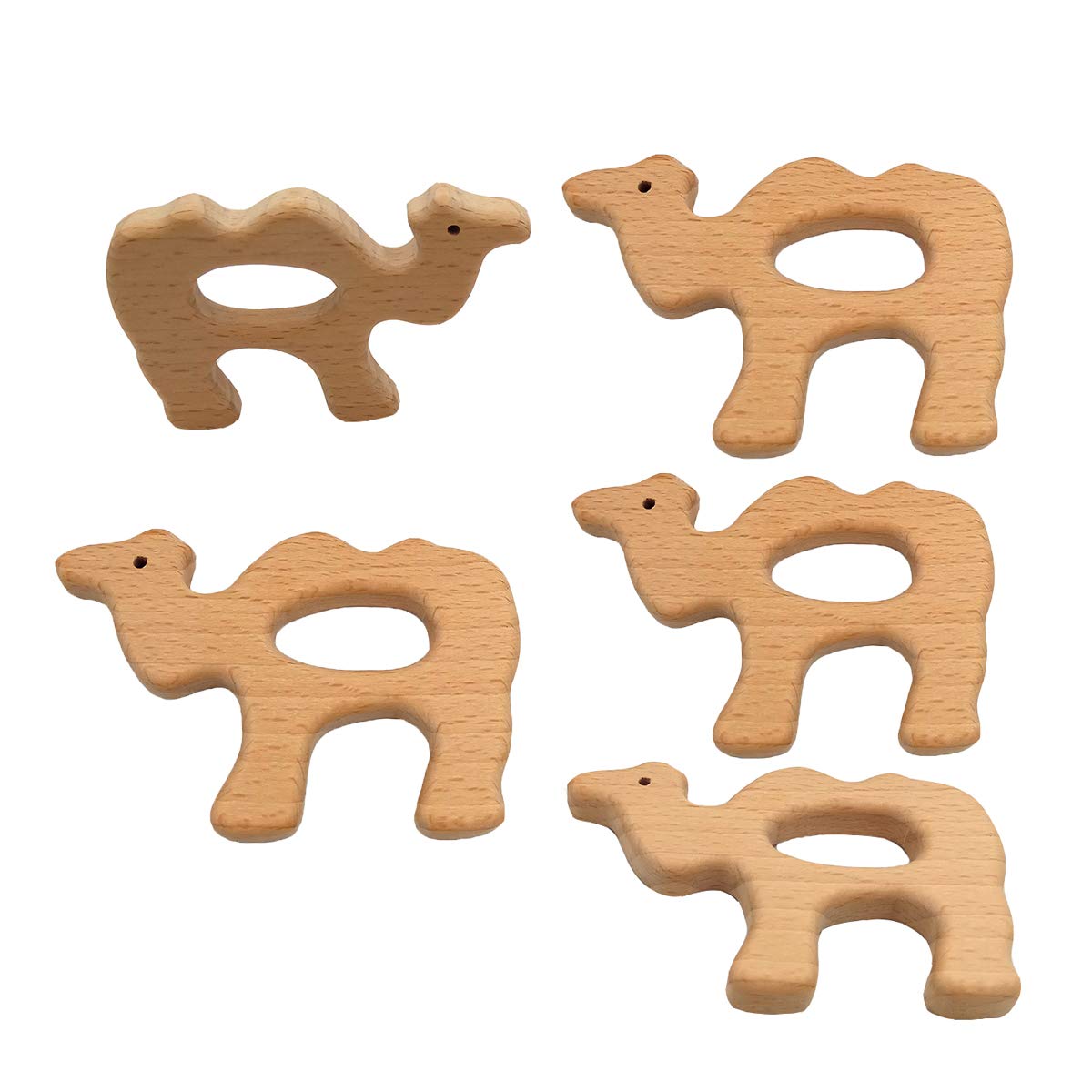 Natural Wooden Camel Children Toys Pendant Pure Natural Beech Wood Animal Toy Shape for Handmade Necklace/Bracelet (Camel)