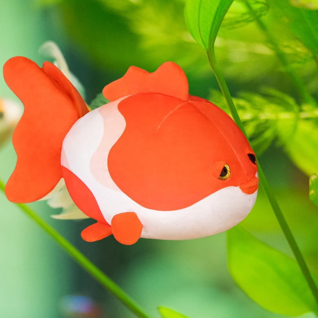 ELAINREN Ultra-Soft Red Goldfish Plush Pillow Cuddly Bubble Fish Stuffed Animals Toy Lifelike 3D Carp Plushies Cushion Decor Gifts/13.8''