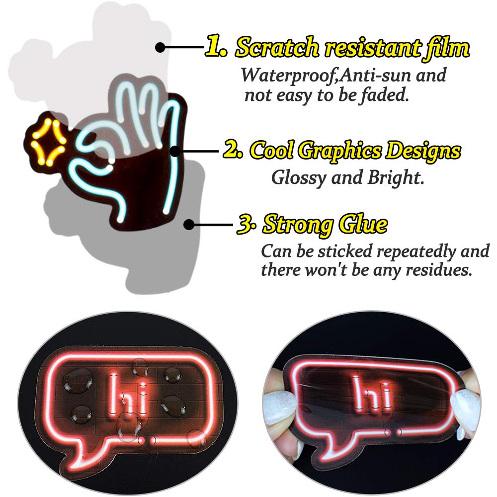 QTL Neon Stickers for Teens & Students Prizes, Waterproof Vinyl Party Favor Stickers, School Rewards, Water Bottle and Laptop, 50PCS