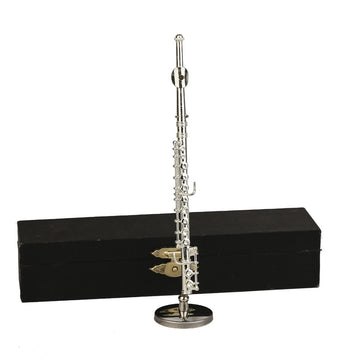 Dselvgvu Miniature Flute with Stand and Case Brass Mini Musical Instrument Replica Collectible Figurines Dollhouse Accessories Model Home Decorations