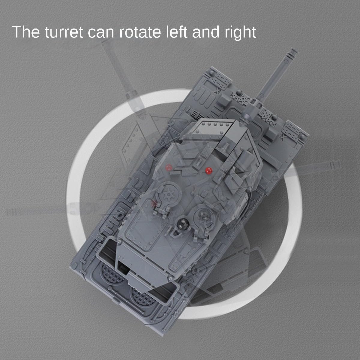 Tsiodot 2.4GHz Mini RC Tank Toy with LED and Rotating Turret. The Ultimate Military Toy for Boys and Girls (Gray)