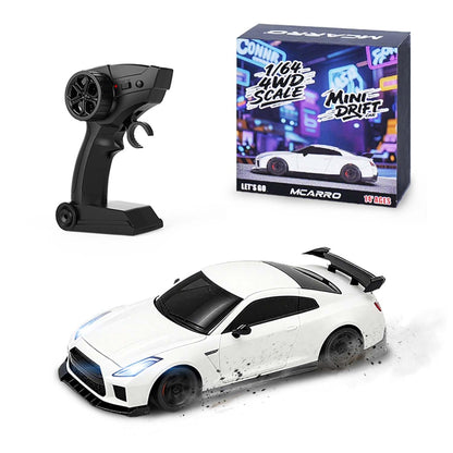 MCARRO 1/64 Scale RC Drift Car - 2.4GHz Half-Scale Remote Control 4WD High-Speed Mini Remote Control Car with Racing Lights (White)
