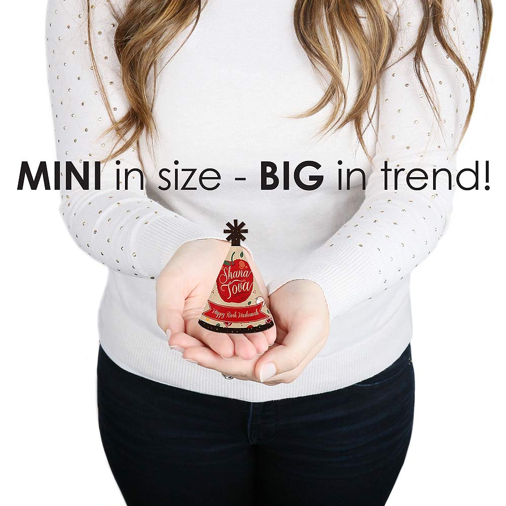 Big Dot of Happiness Rosh Hashanah - Mini Cone Jewish New Year Hats - Small Little Party Hats - Set of 8
