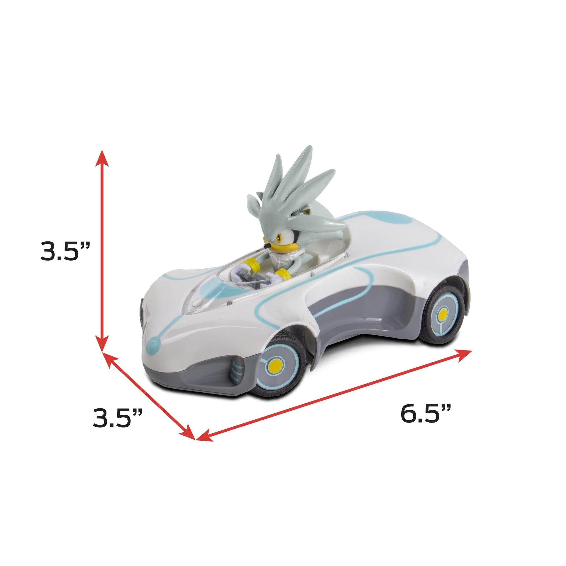 NKOK 1/28 Scale 2.4GHz RC Sonic 2PK RC Sonic & Silver; Officially Licensed; Full Function Radio Control; Detailed 6.5” Vehicle and Character; Grippy