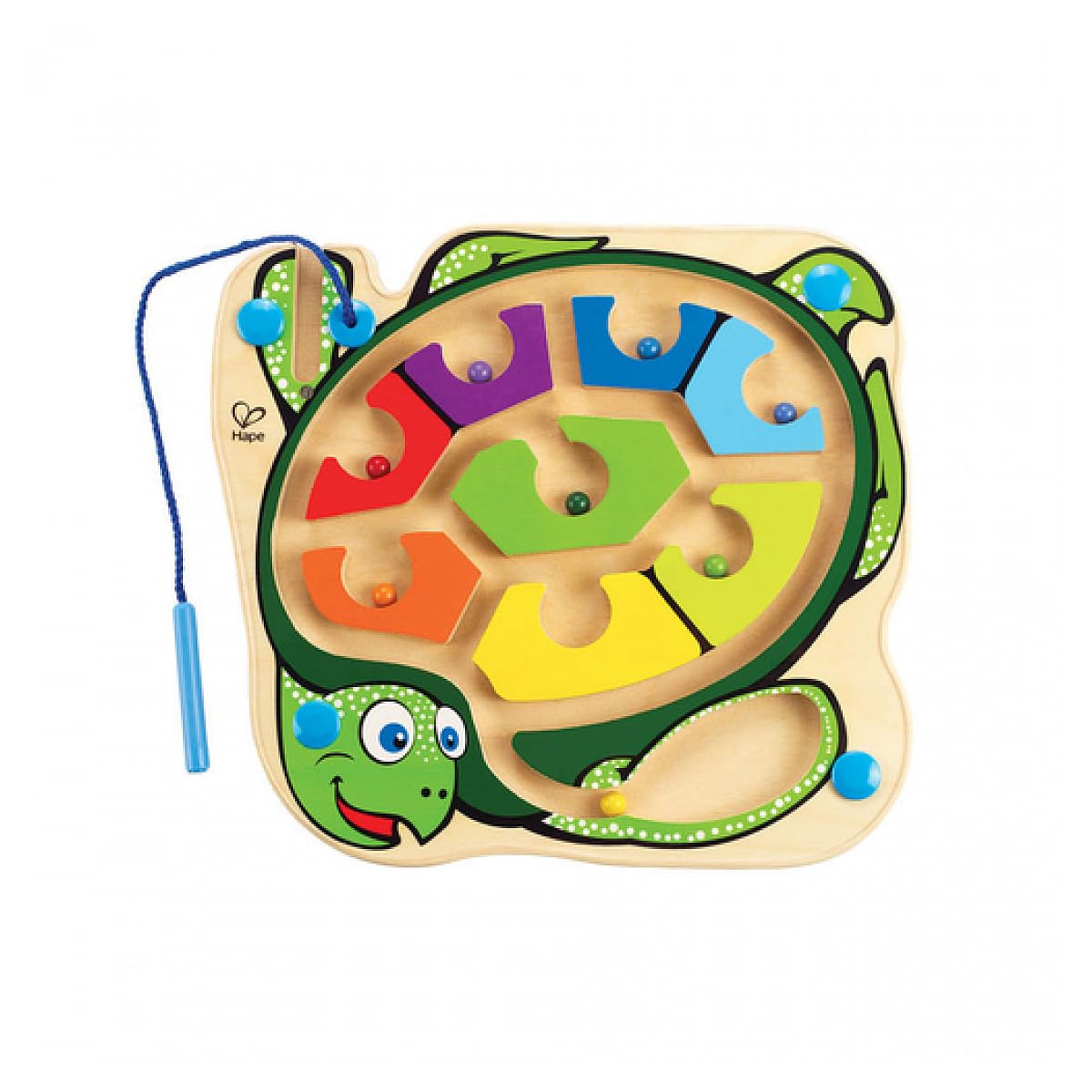 Hape Wooden Magnetic Maze Puzzle Colorblock Sea Turtle| Learning and Development Puzzle with Magnetic Wand for Preschoolers