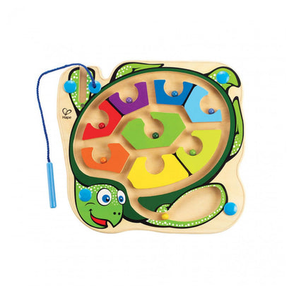 Hape Wooden Magnetic Maze Puzzle Colorblock Sea Turtle| Learning and Development Puzzle with Magnetic Wand for Preschoolers