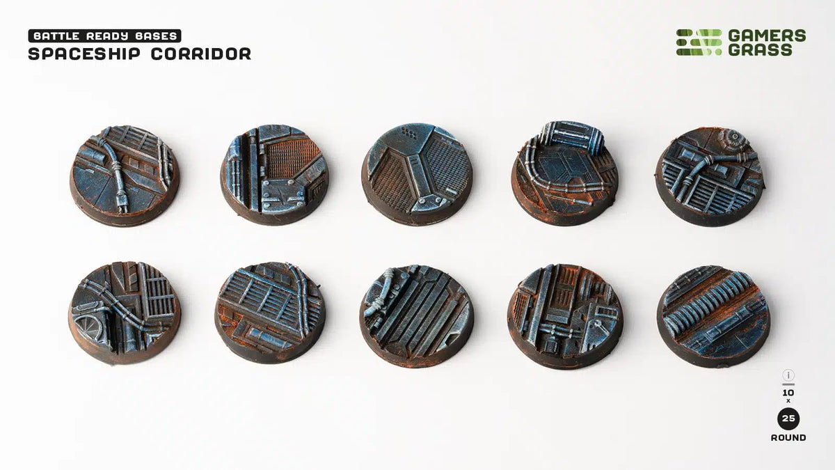 Gamers Grass: Battle Ready Bases: Spaceship Corridor 25mm Round (x10)