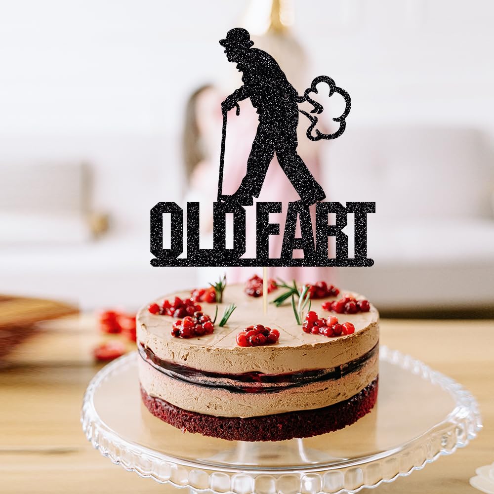 Black flash Old Fart Birthday Cake Topper Humorous old man and old woman Happy birthday cake Topper Funny happy birthday cake decoration is suitable