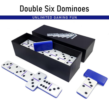 IDTQ Dominoes Set for Adults, Double 6 Dominos Game Set with 28 Domino Tiles Double with Upscale Gift Boxes -7 Polyhedral Dice -Classic Board Games