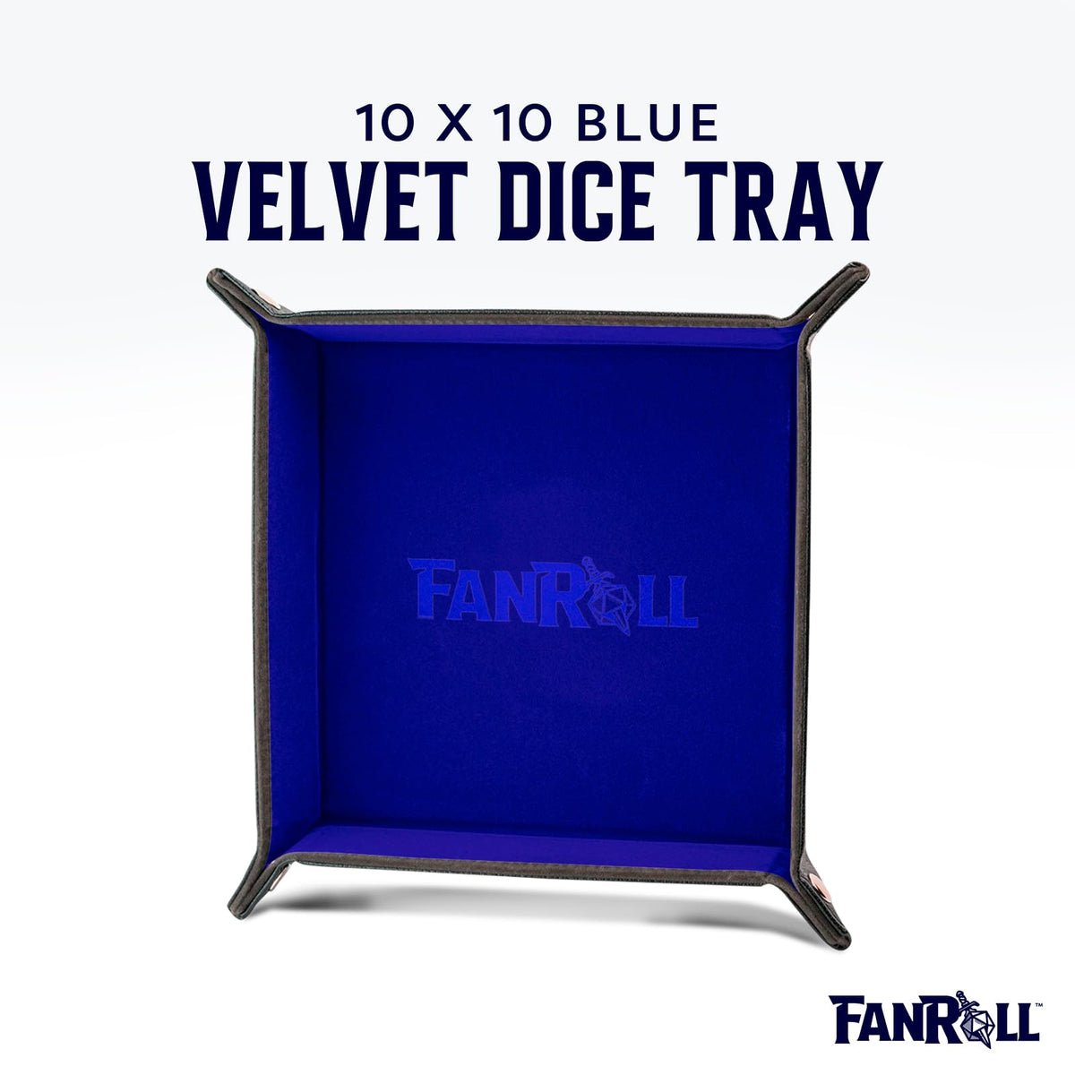 FanRoll Fold Up Velvet Dice Tray w/PU Leather Backing: Blue, Role Playing Game Dice Accessories for Dungeons and Dragons