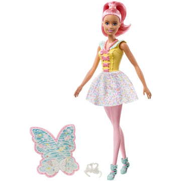 Barbie Dreamtopia Fairy Doll, Approx 12-inch, Candy Theme with Pink Hair