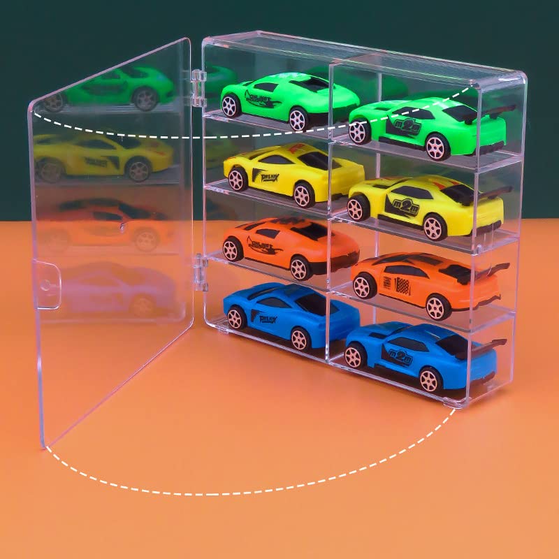 YYDS 1:64 Display Case,8 Compartments Clear Showcase Organizer,Matchbox Display Cabinet for Mini Cars, Hot Wheels?4 Pack Display Case