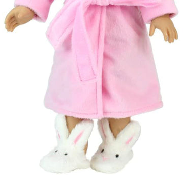 Sophia's Doll Bunny Slipper Shoes with Fluffy Rabbit Ears and Stitched Nose Accessory for 18" Dolls, White