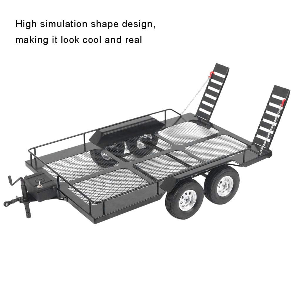 Srliya Metal Trail Car Trailer Accessory with Four Tires Fit for 1/10 RC Car
