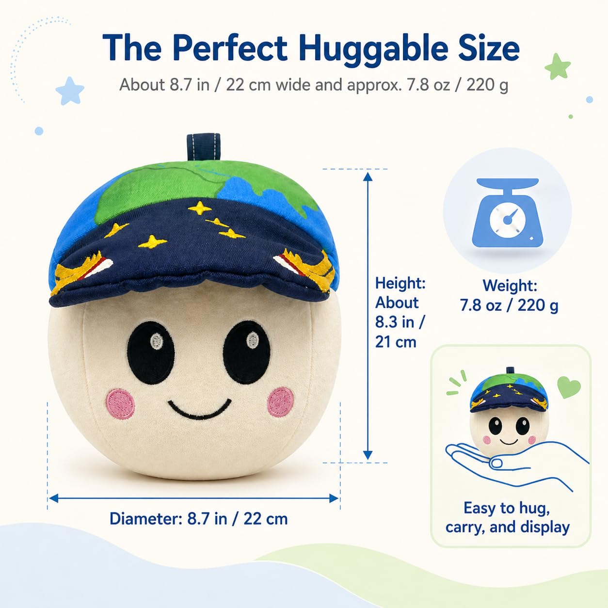 Lithosync 8.67Inch Artemis 2 Rise Plush Toy, Artemis II Moon Mission Stuffed Animal with Embroidered Starry Hat, Cute Space Mascot Pillow, Collectible