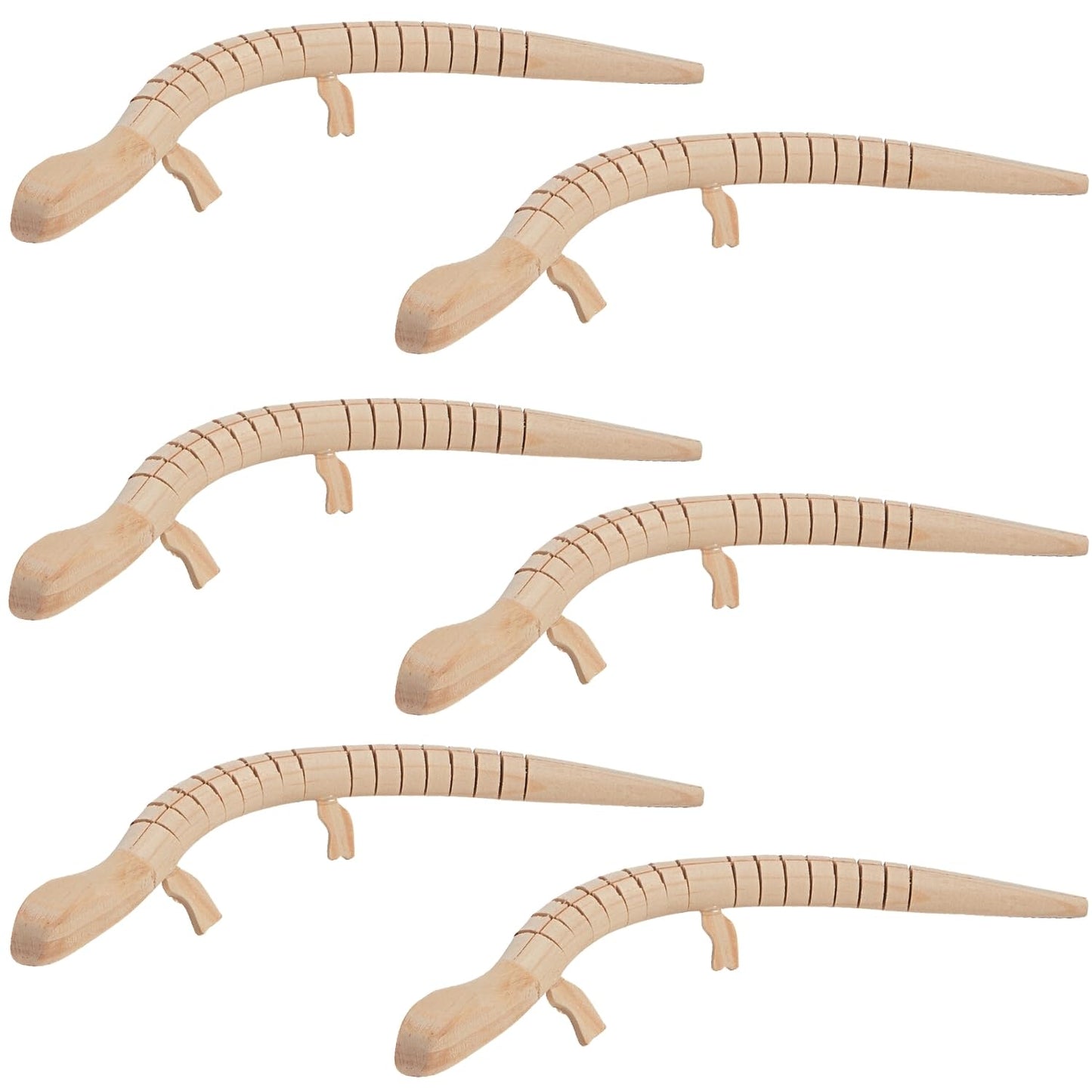 Fun Express DIY Wood Lizards - VBS Vacation Bible School Supplies/Decor - Set of 6 - Over 8 Inches Long - Craft Toys for Kids
