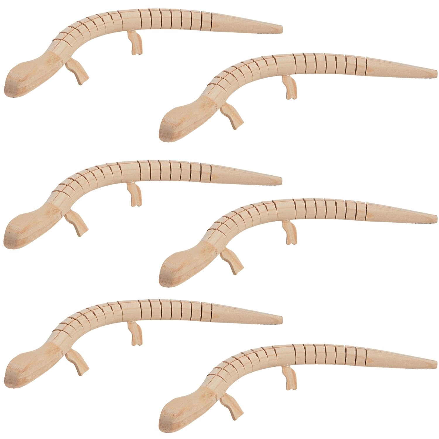 Fun Express DIY Wood Lizards - VBS Vacation Bible School Supplies/Decor - Set of 6 - Over 8 Inches Long - Craft Toys for Kids