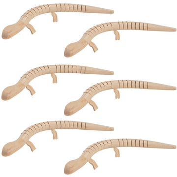 Fun Express DIY Wood Lizards - VBS Vacation Bible School Supplies/Decor - Set of 6 - Over 8 Inches Long - Craft Toys for Kids