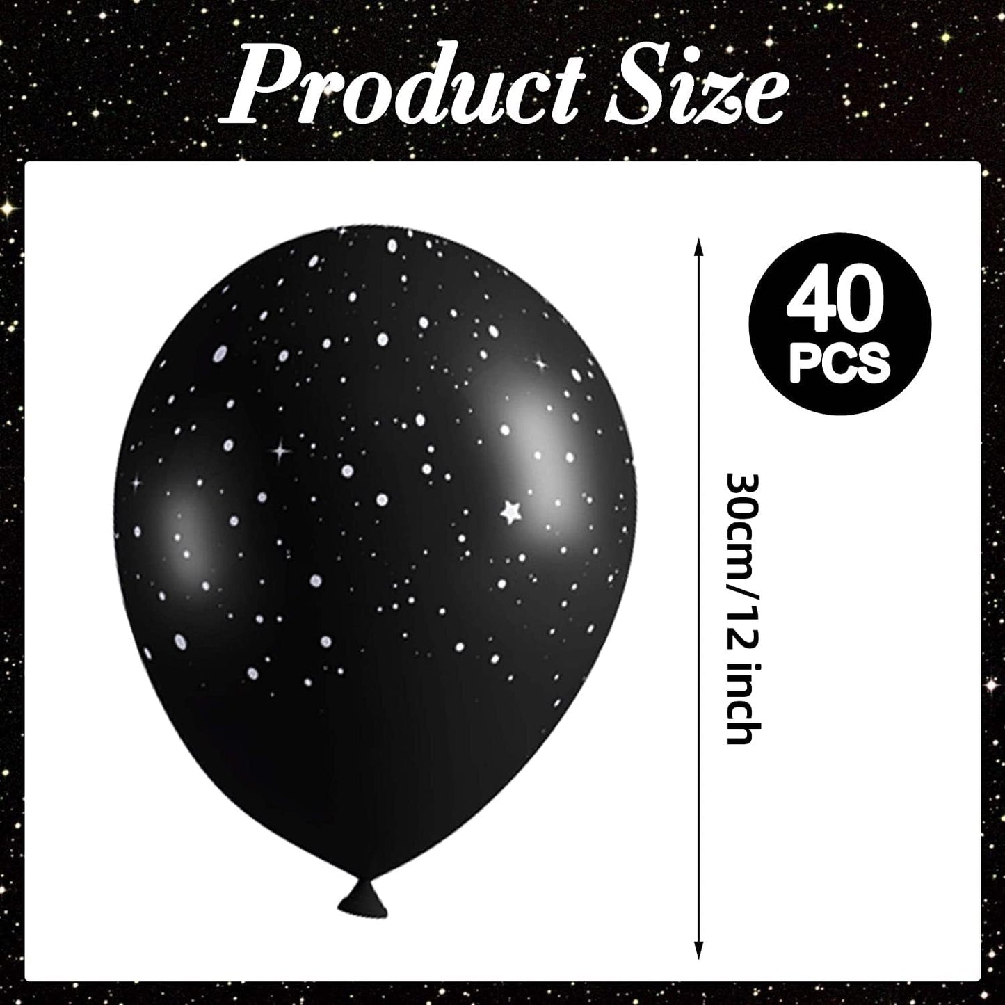 40Pcs Galaxy Balloons for Boys Galaxy Birthday Party Decorations Outer Space Themed Party Supplies Black Star Latex Balloon Garland Black and White