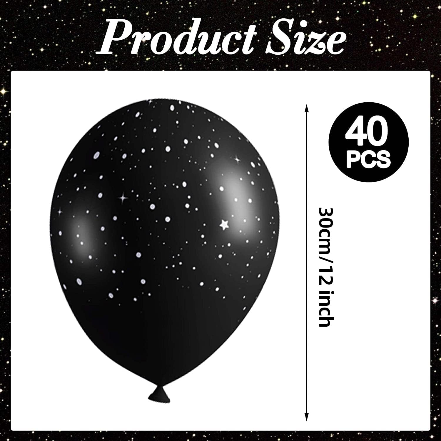 40Pcs Galaxy Balloons for Boys Galaxy Birthday Party Decorations Outer Space Themed Party Supplies Black Star Latex Balloon Garland Black and White