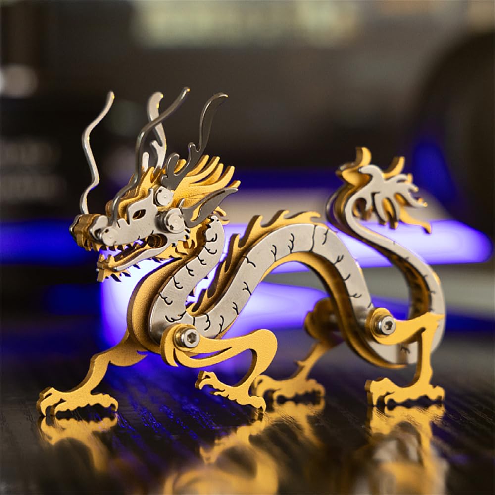 Mokrdomain Zodiac Dragon 3D Metal Puzzle, Golden, 51 Pieces