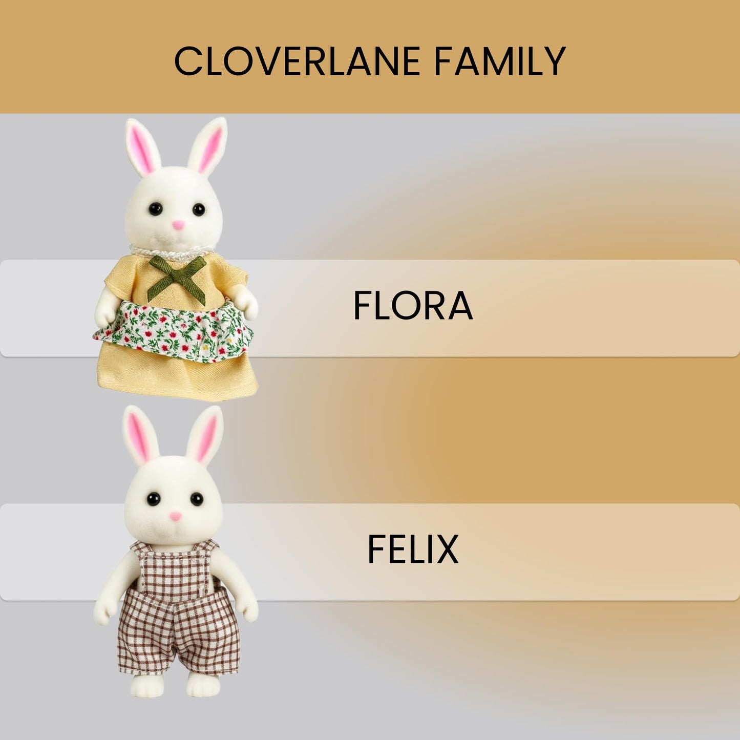 OLEOCA Family White Rabbit Figures - Set of 2 Collectible Flocked Mini Dolls with Removable Clothes, Miniature Dollhouse Pretend Play Figures for Kids