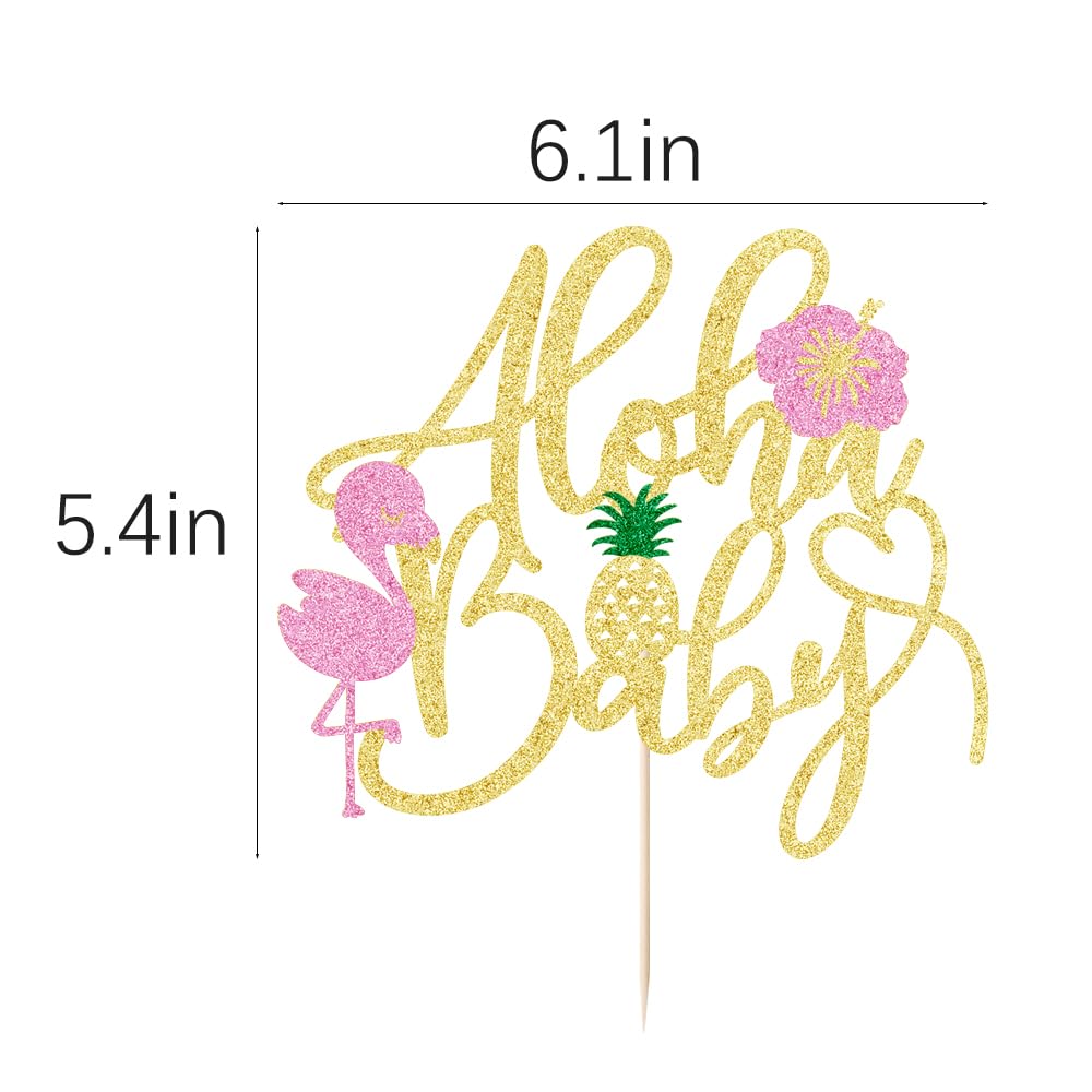 Kaoenla Flamingo Theme Aloha Baby Shower Cake Topper,