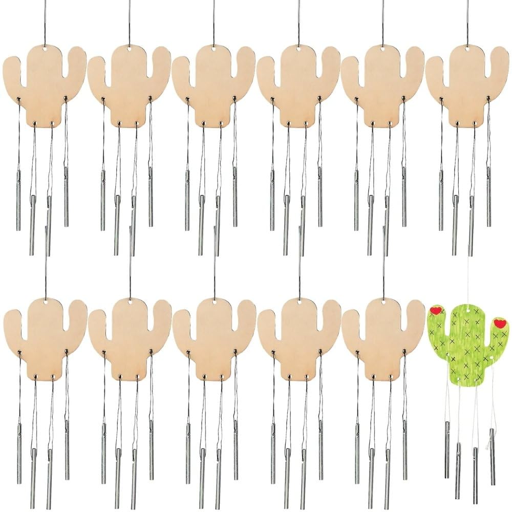Fun Express Do It Yourself Cactus Wood Wind Chimes - VBS Vacation Bible School Supplies/Decor - Crafts for Kids and Fun Home Activities