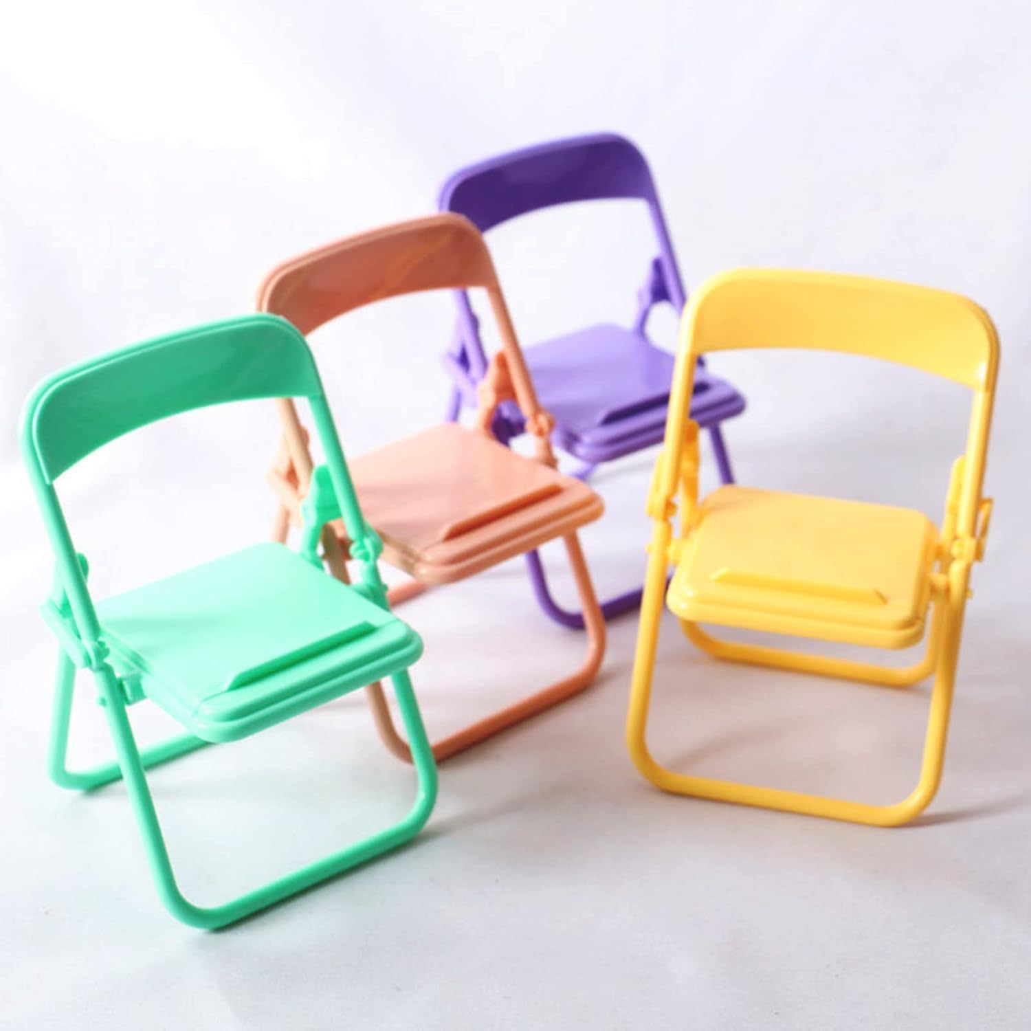 5Pcs MiniatureDollhouse ChairsMulticolour Simulation Mini Folding Back Small Chair Model Dollhouse Doll House Miniature Plastic Scene Props for Micro