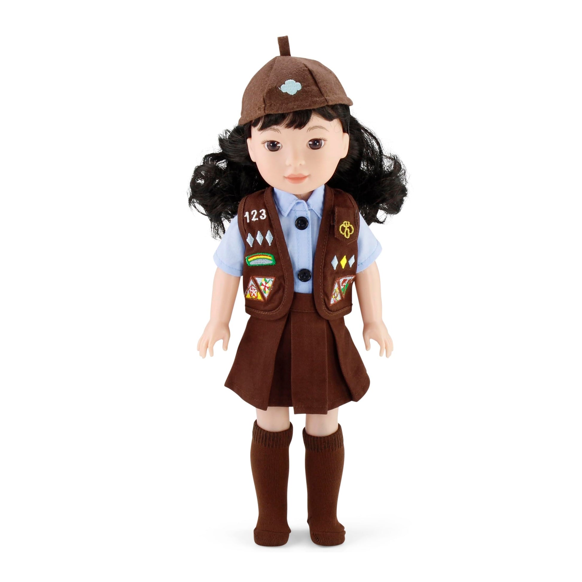 Emily Rose 14 Inch Doll Girl Scout Brownie Uniform 5-PC Playset | Officially Licensed by Girl Scouts of The USA | American Brand - Gift Boxed | Doll