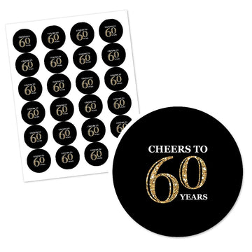 Big Dot of Happiness Custom Adult 60th Birthday - Gold - Personalized Birthday Party Circle Sticker Labels - 24 Count