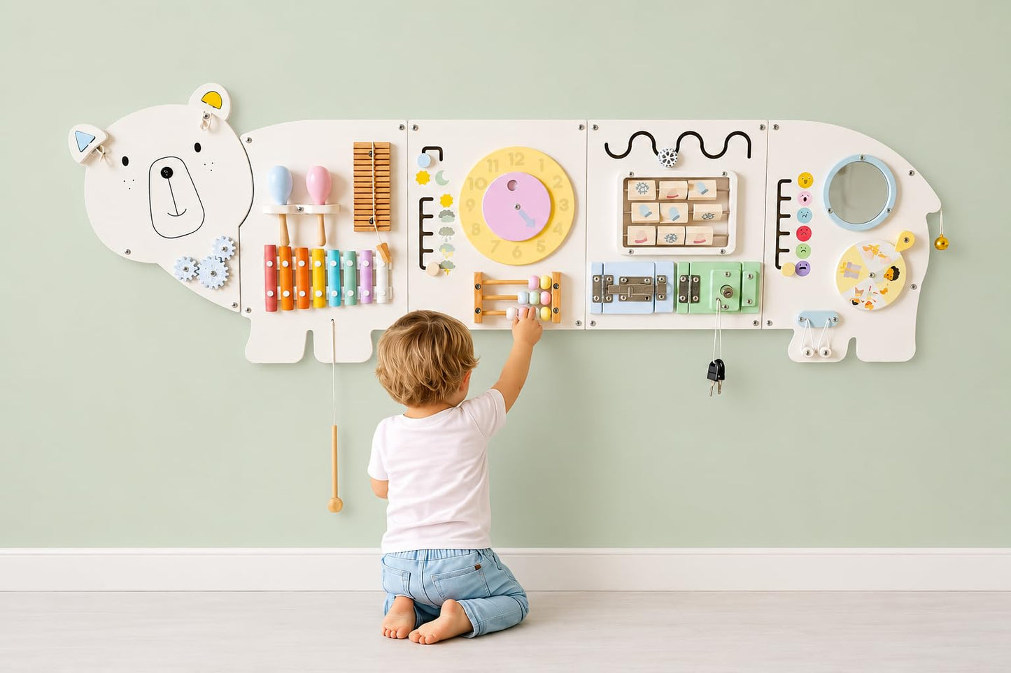Sensory Wall Panel for Kids - Toddler Learning Activity Center - Emotional Development & Fine Motor Skills - Toddler Learning Activity Center- Busy