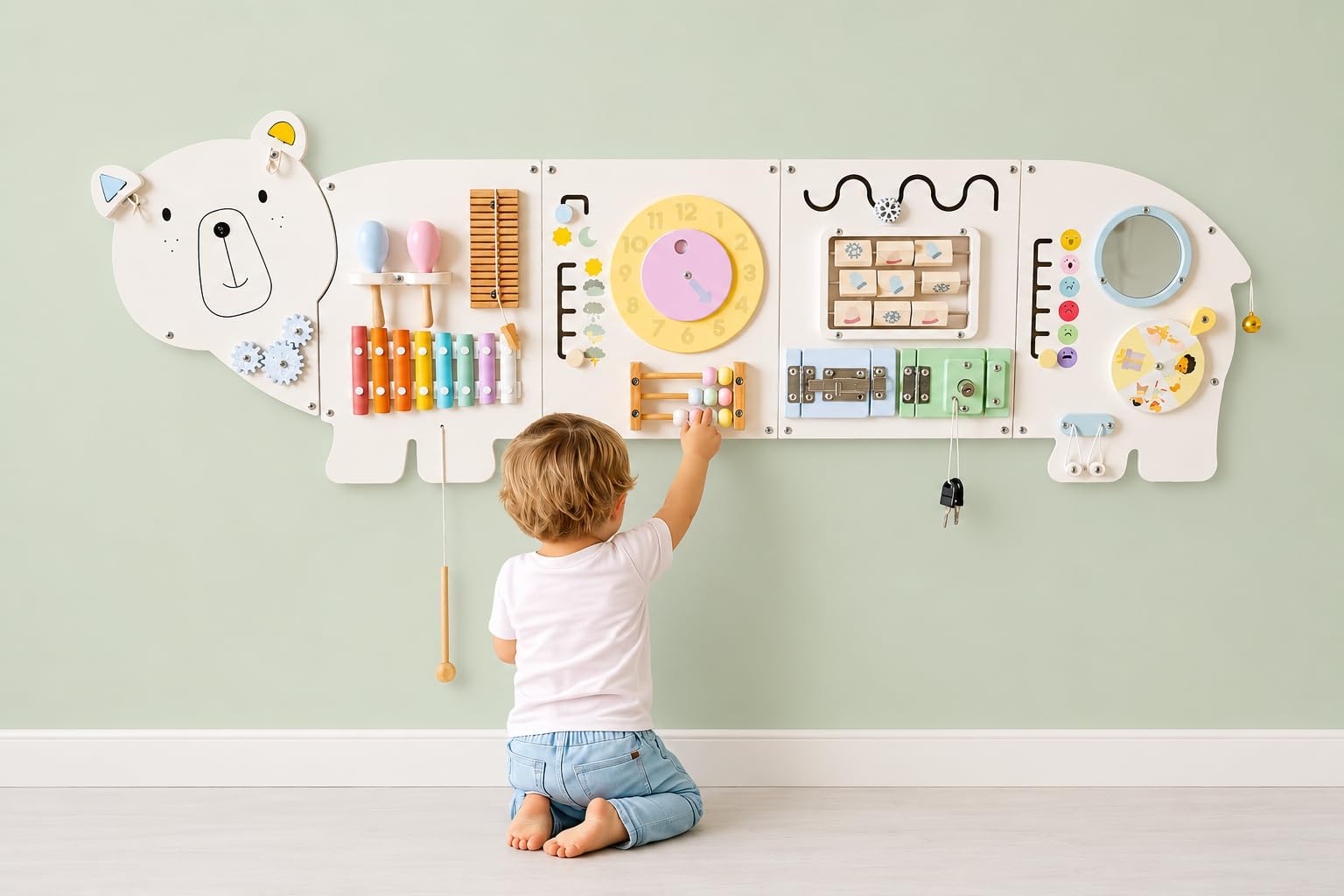 Sensory Wall Panel for Kids - Toddler Learning Activity Center - Emotional Development & Fine Motor Skills - Toddler Learning Activity Center- Busy