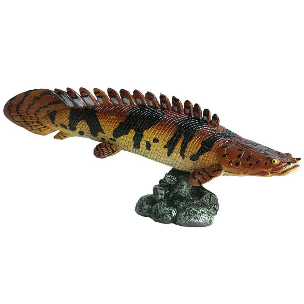 FLORMOON Animal Figures Realistic Polypterus Delhezi Plastic Early Educational Toys Cupcake Topper Party Gift for Kids 2+ Year Old(Including Base)