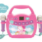 LEXiBOOK Unicorn - Portable Karaoke Digital Player for Kids - Microphones, Light Effects, Bluetooth, Record and Voice Changer Functions, Rechargeable