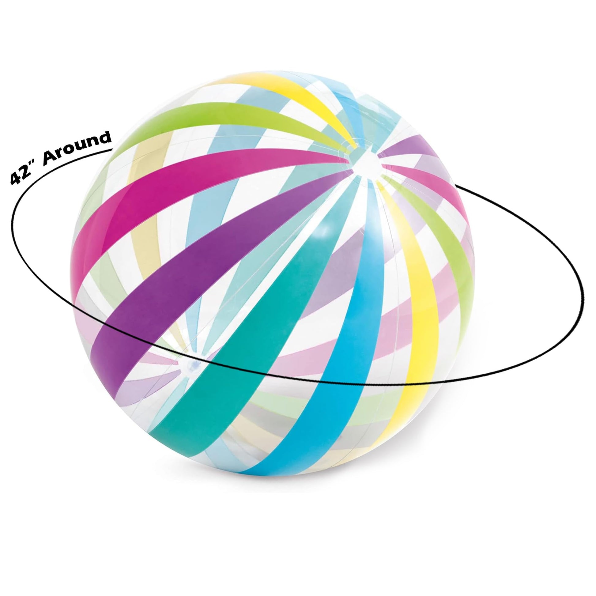 LINE42 Big Beach Ball Set for Summer, Rainbow Beach Balls for Swimming at The Pool or Beach, Set of 3, Three Jumbo Giant 42 Inch Beach Balls
