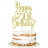FLORCMET Gold Glitter Happy 50th Birthday Cake Topper - Cheers to 50 Years Cake Topper, 50 & Fabulous Cake Decoration for Hello 50th Birthday