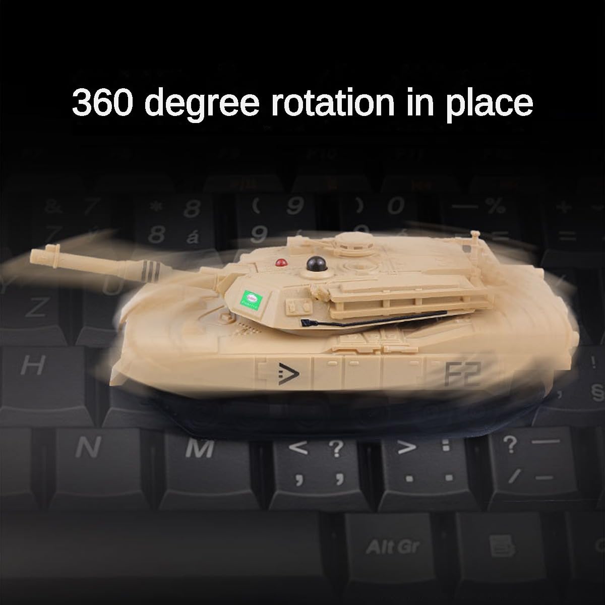KALASU Remote Control Tank, 2.4GHz 9-Channel RC Combat Vehicle with Sound, Lights, Rotating Turret. Children's Military Toy for Boys and Girls