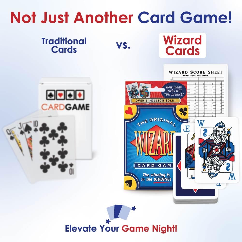 The Original Wizard Cards Game and Card Holder for Playing Cards (4-Pack) - Classic Card Game for Vacations and Game Nights with Hands-Free Cards