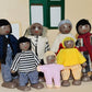 ERANCE 7 Pcs African American Wooden Dollhouse Family Set Dollhouse Dolls Family Role Play Pretend Play Figures