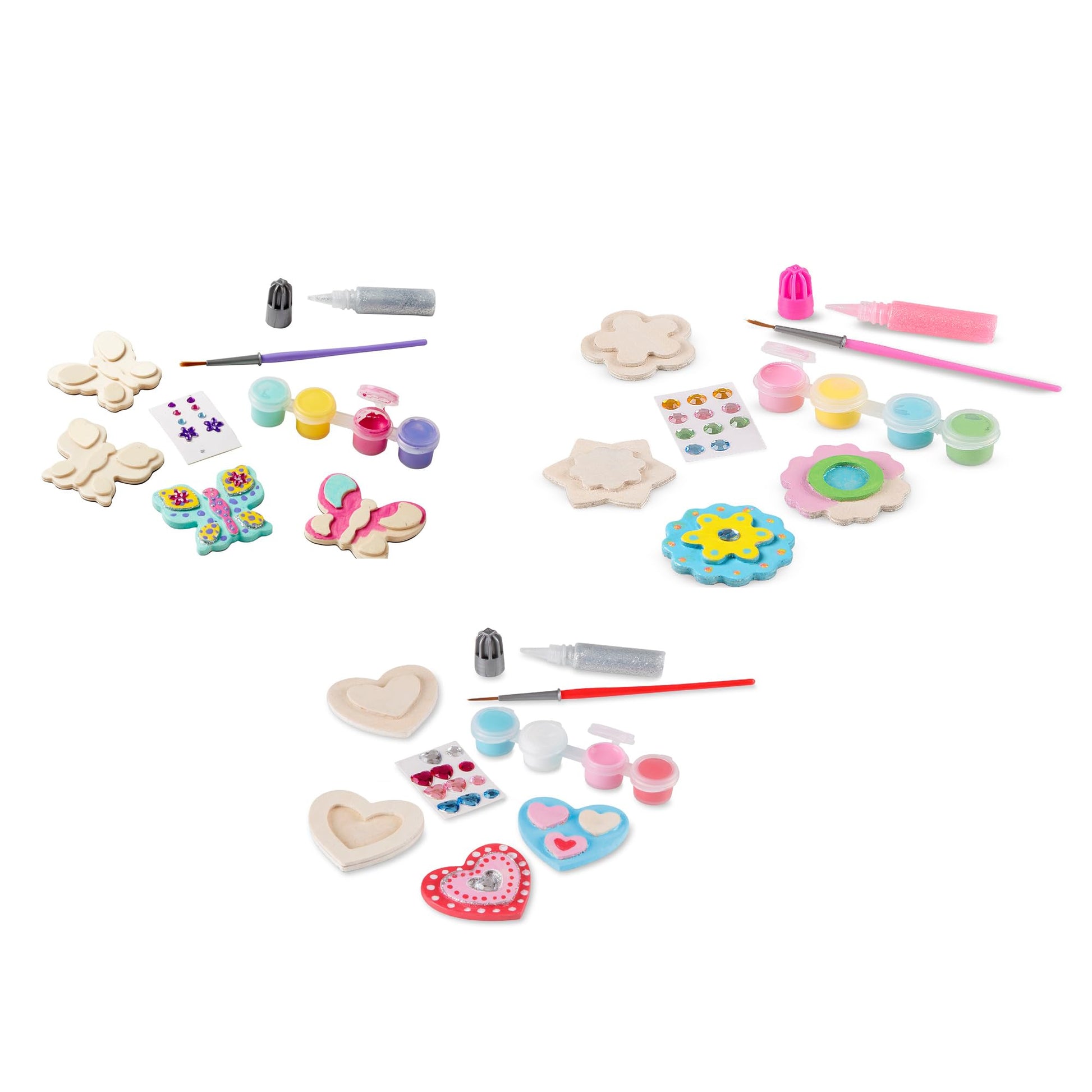 Melissa & Doug Decorate-Your-Own Wooden Magnets Craft Kit Bundle (12 Magnets) - Wood Crafts for Kids, Preschool Toys, and Learning Resources for Ages