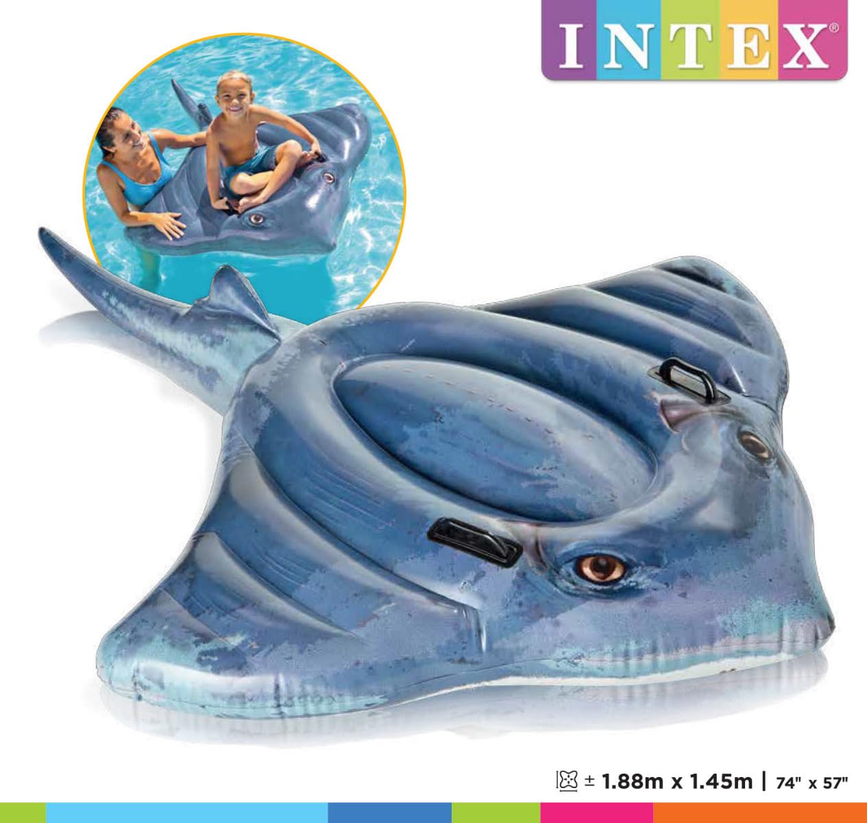 Intex Stingray Ride-On Inflatable Swimming Pool Beach Float Toy -57550NP