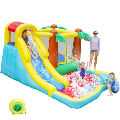 Doctor Dolphin Inflatable Bounce House Water Slide.Waterslide for Kids Backyard, Kids Water Slide Bounce House, Water Bounce House for Dry and Wet