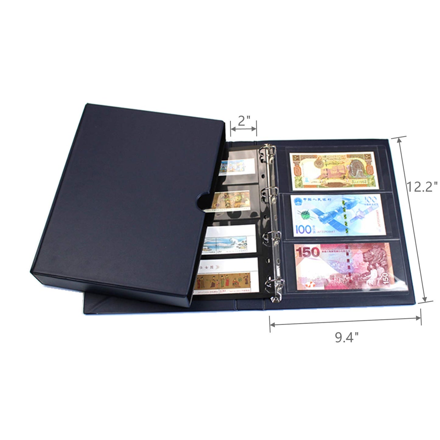 MUDOR Stamp Binder with Slipcase, Empty Stamp Collecting Albums, Blue