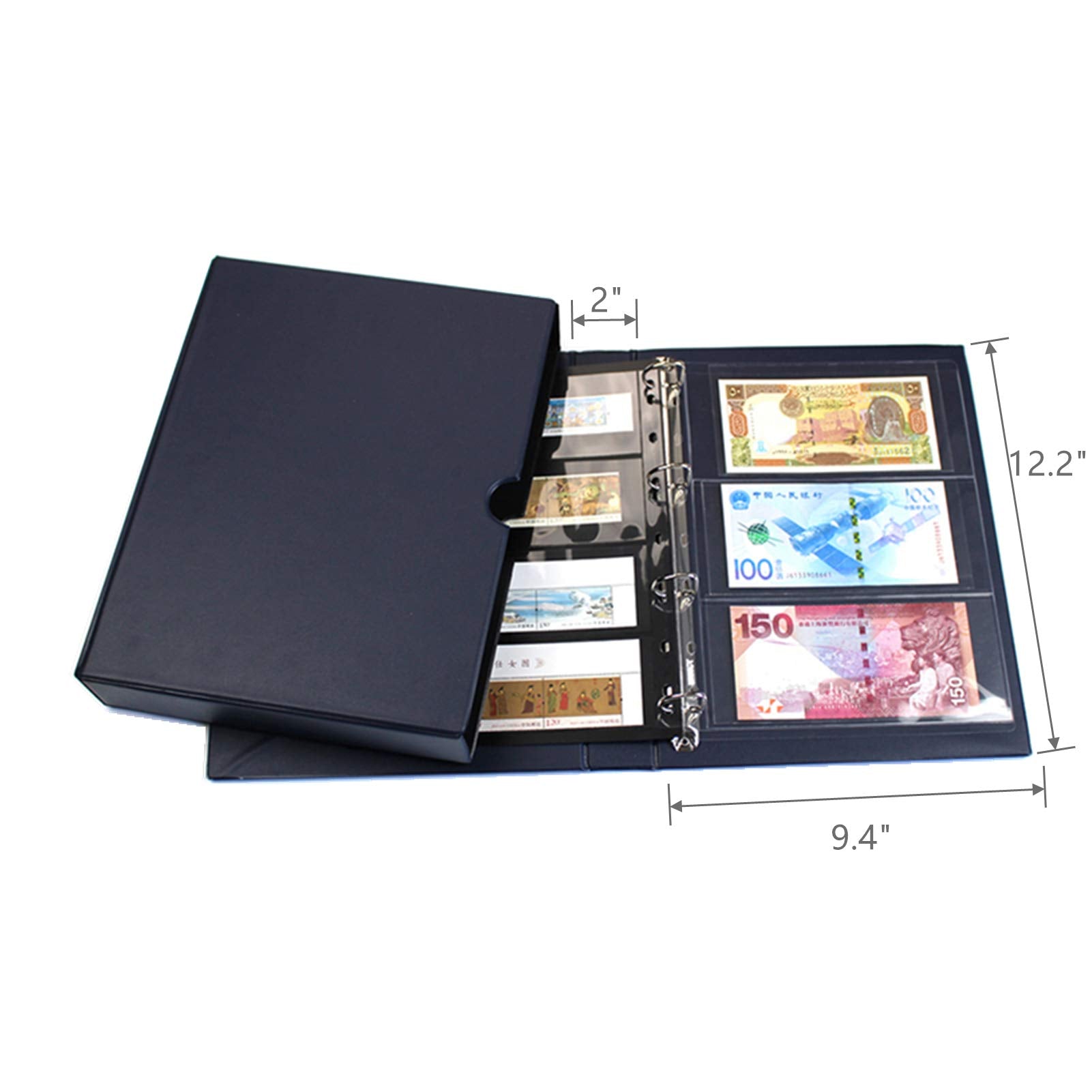 MUDOR Stamp Binder with Slipcase, Empty Stamp Collecting Albums, Blue
