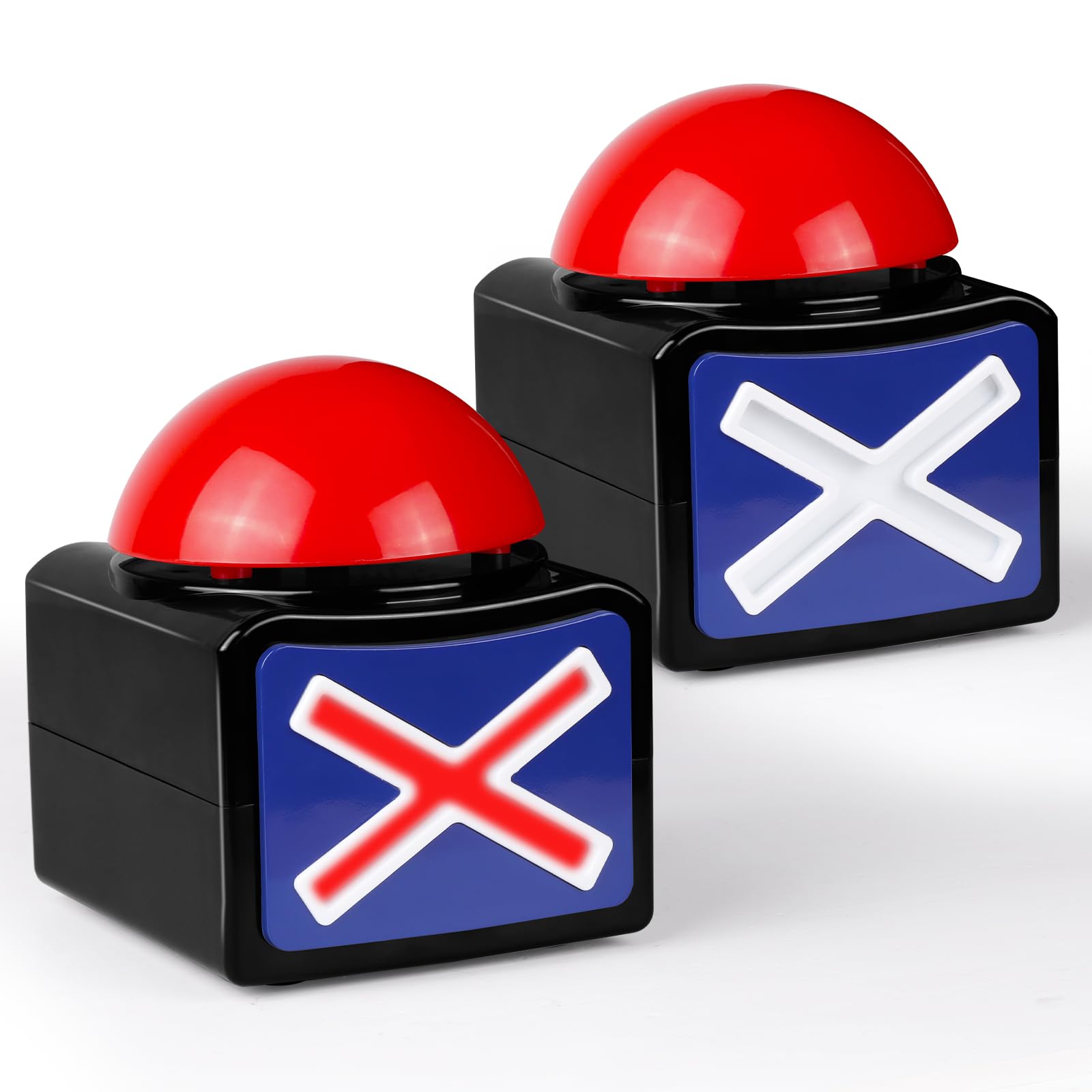 BEAN LIEVE Game Buzzers with Sound - 2 Pack Buzzer Button with Lights, Game Show Buzzers for Family, Quiz Game Buttons Perfect for Game Night & Trivia