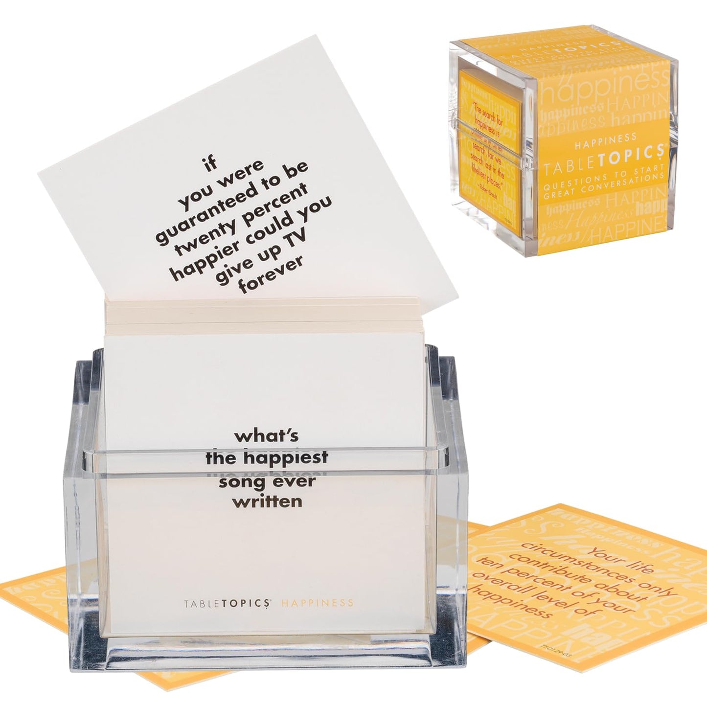TableTopics Happiness Question Card Game - 135 Conversation Starter Cards with Tips, Ideas, & Quotes to Spark Meaningful Discussions with Adults at